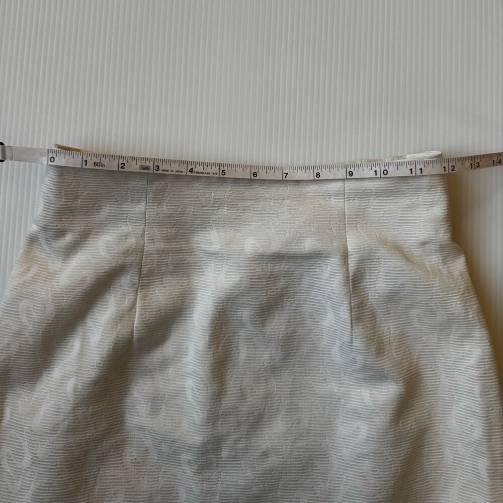 Vtg 90s Ivory Cotton Jacquard Pencil Skirt Italian IT40 US4 Bridal Euro Summer - Picture 14 of 16